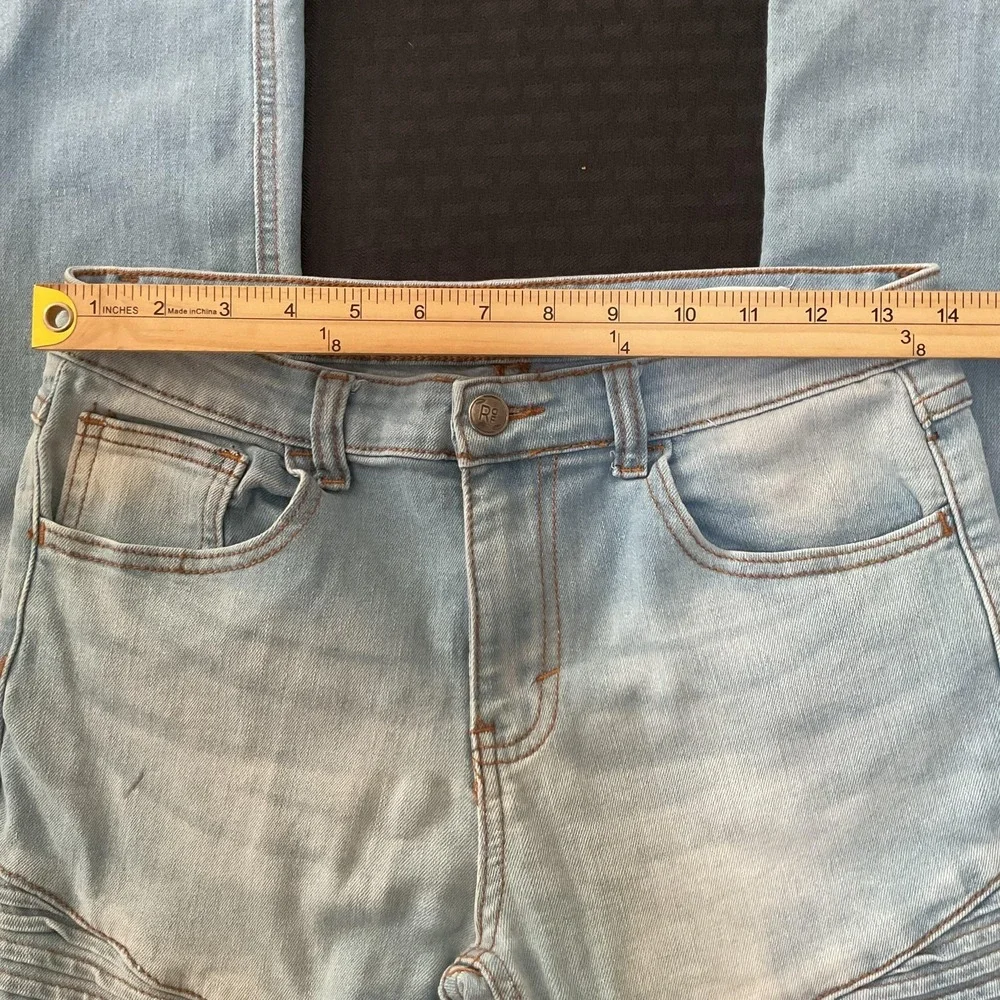 Ring Of Fire Jeans Boys 16 Slim Light Wash Blue Moto Biker‎ Skinny Stretch Denim